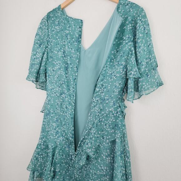Keepsake The Label Genesis Green Ditsy Floral Ruffle Flowy Mini Dress - Picture 8 of 11